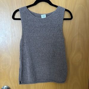 Brown, hand knit sleeveless sweater. Size 2.